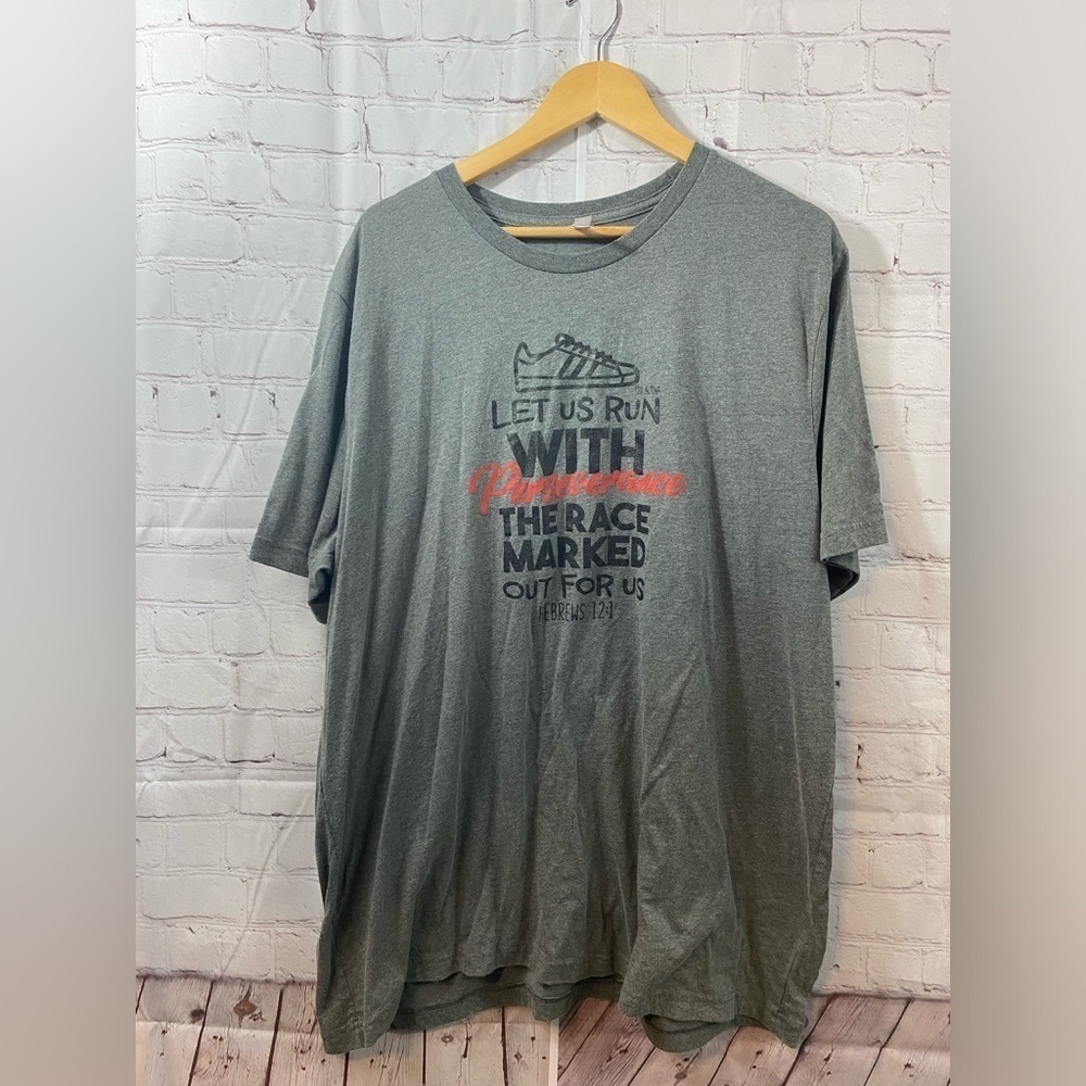 Canvas Bella Womens Size 2XL Let Us Run With Perseverance Bible Verse Tee